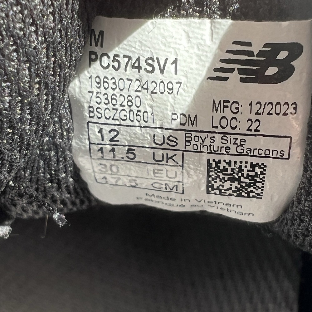 New Balance Kids Boys Size 12 574 Gray Black Red Sneakers School Walking Comfort - Picture 9 of 12